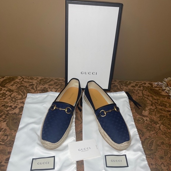 Gucci Other - Gucci London Blue GG  Mignon Soft Canvas Horsebit Flat Espadrilles Men Sz 11 NIB